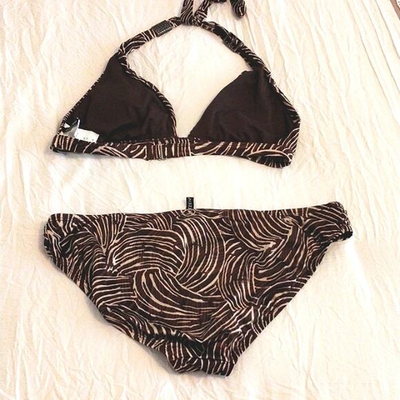 VNT Jantzen Bikini 2 Piece Size 14 Animal Print BROWN Triangle Top Bathing Suit - Picture 11 of 14